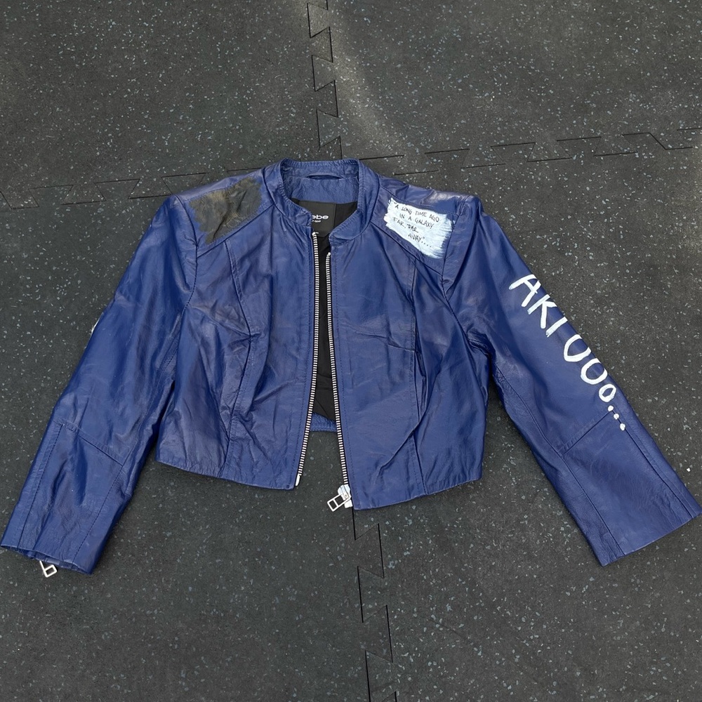 One of one Bebe leather jacket hand painted size S